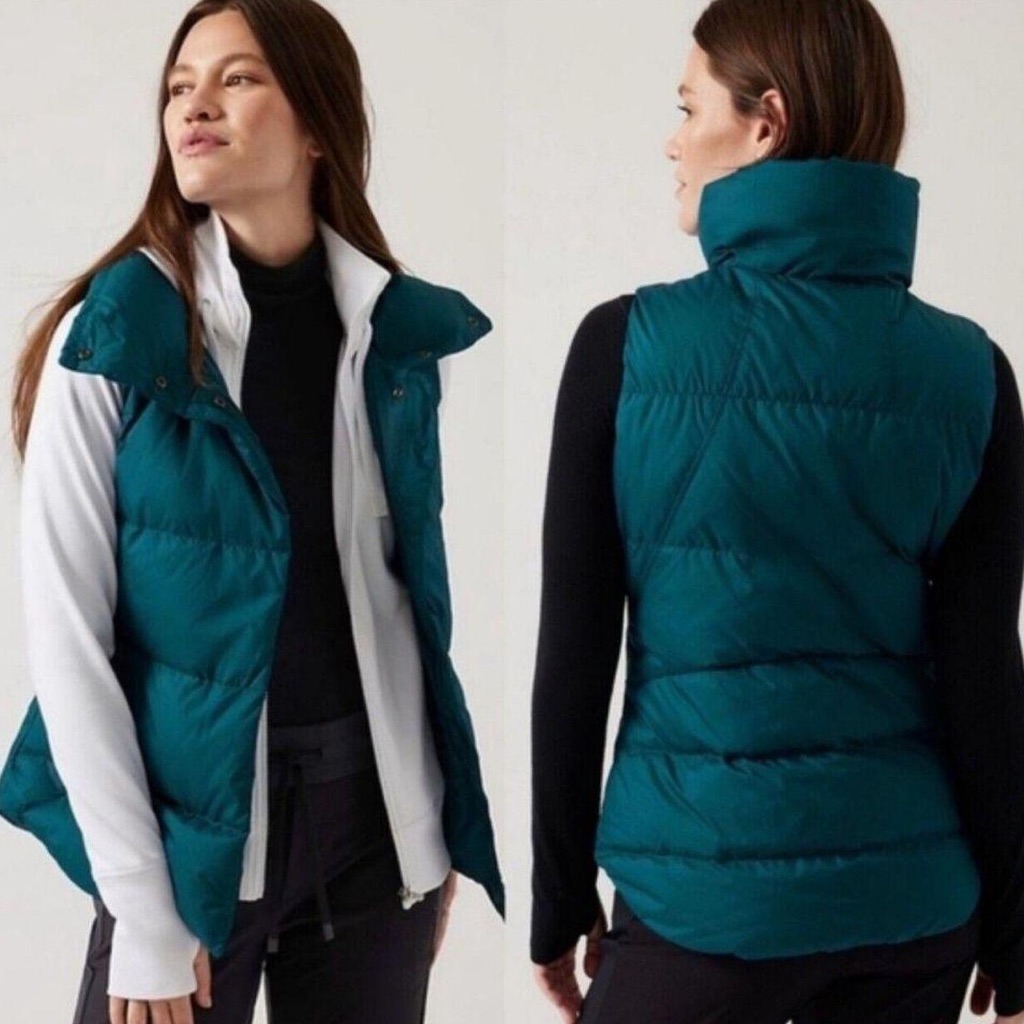 Athleta Teal Downtown Puffer Vest Sz Xl